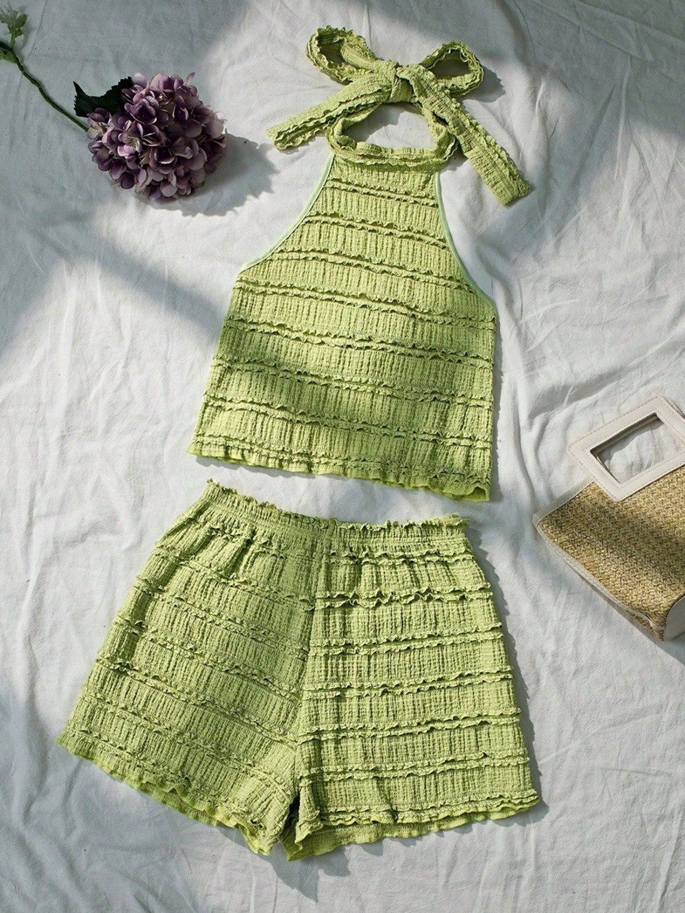ZARA Summer Vacation Cami Top and Beach Shorts 2 Piece Set for Women